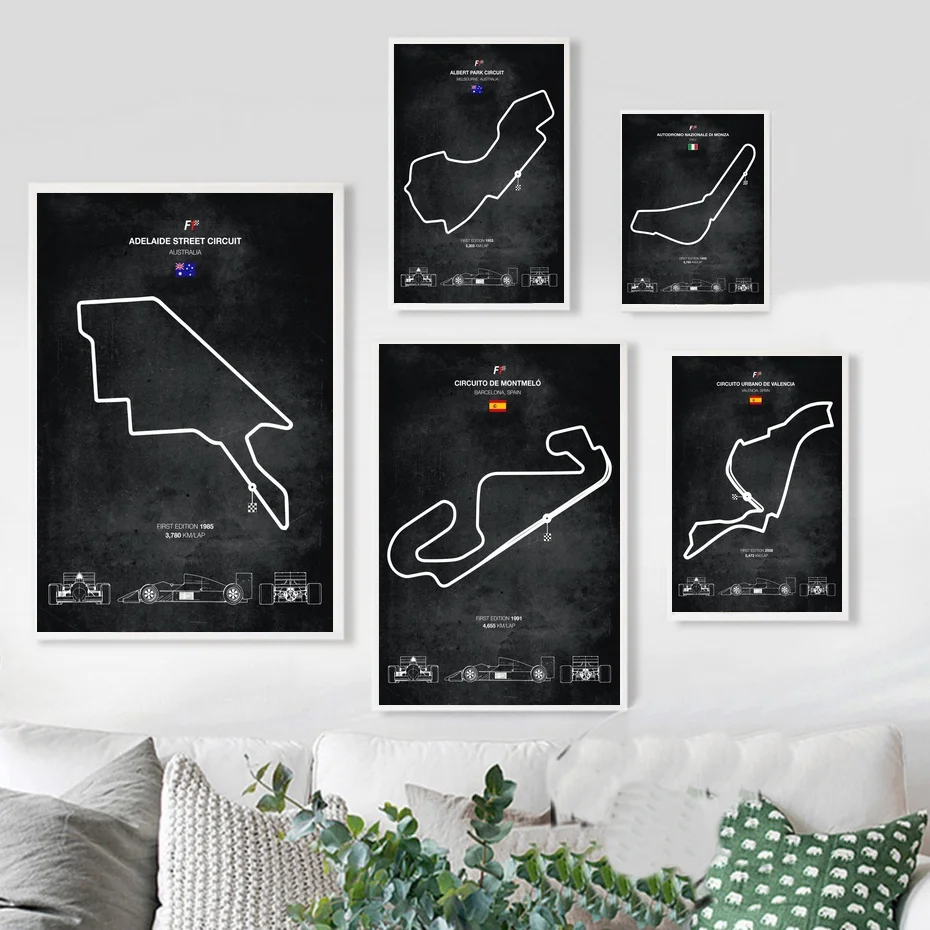 F1 схемы художественный холст постер картина стена для комнаты домашний декор |