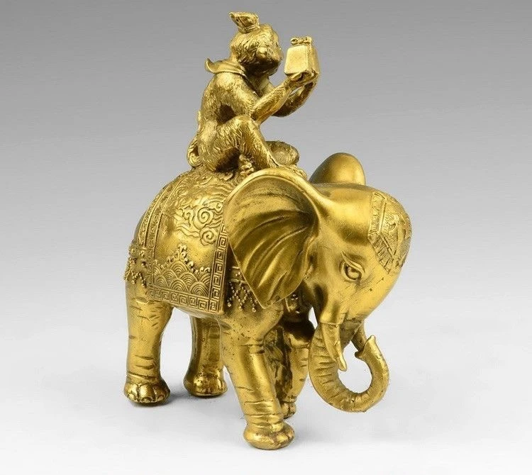 8 китайская латунная медная благоприятная обезьяна езды слон декоративная