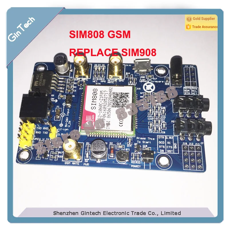 1 комплект SIM808 Замена sms модуля SIM908 для Raspberry Pi Quad Band GSM Arduino GPRS GPS с антенным кабелем