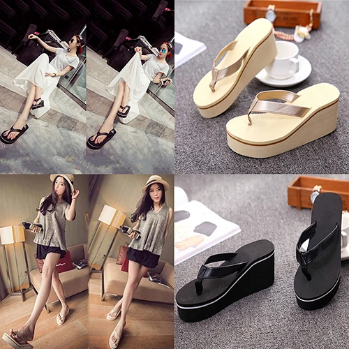 Модные женские шлепанцы Шлепанцы Летняя пляжная обувь на танкетке и толстой