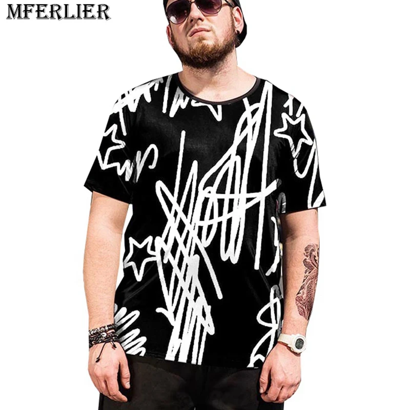 MFERLIER 2018 летние большие размеры большой 6XL мужчин 8XL футболка 7XL Модный Принт