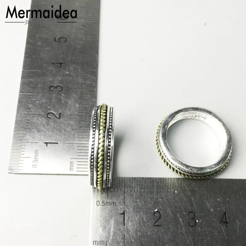 Посеребренные кольца с узором в горошек и золотым шнуром 2020 рок рулон кольцо