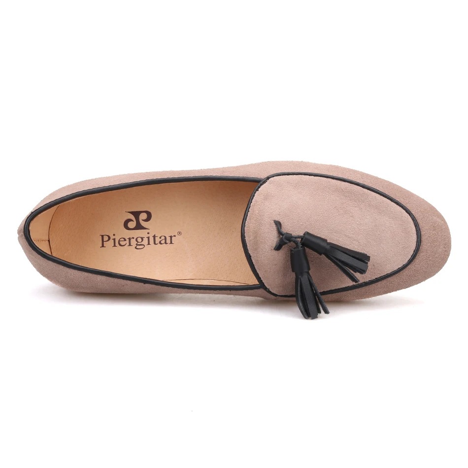 piergitar brand 2018 khaki color men loafers with tassel Fashion Men Casual Shoes party and banquet smoking slippers Big Size | Обувь