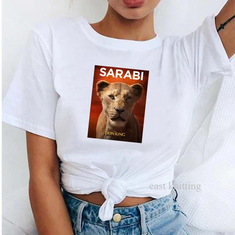 Женские Летние повседневные топы модные футболки с принтом Король Лев в стиле