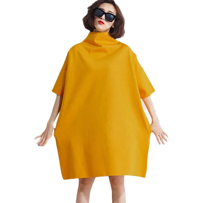 Новинка женское платье с пятиконечными рукавами весна осень свободные платья