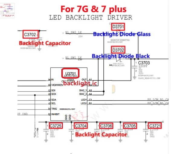 10 компл./лот U3701 D3701 D3702 C3702 C3725 C3704 для iphone 7 7plus комплект фиксации диодного