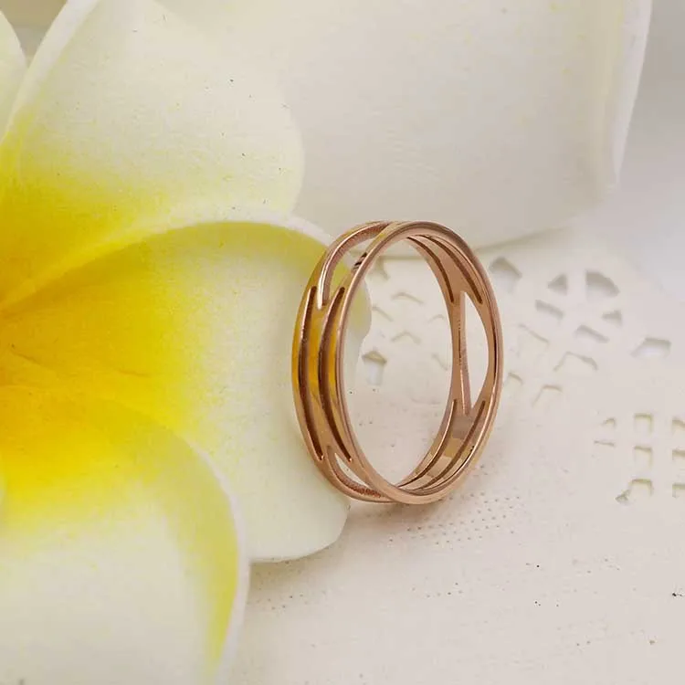 Женское кольцо Martick из нержавеющей стали 316L ажурное розовое золото R36 | Украшения