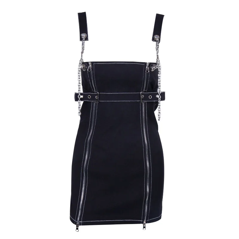 

2019 Europe and the United States autumn new slim slimming stitching zipper waist split students outside dress