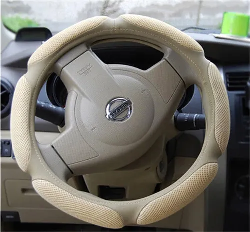 Бежевый Универсальный чехол рулевого колеса автомобиля с clothcar sport 3D дизайн/Флокирование Для honda civic crv Accord Civic CRV Odyssey - Название цвета: Бежевый