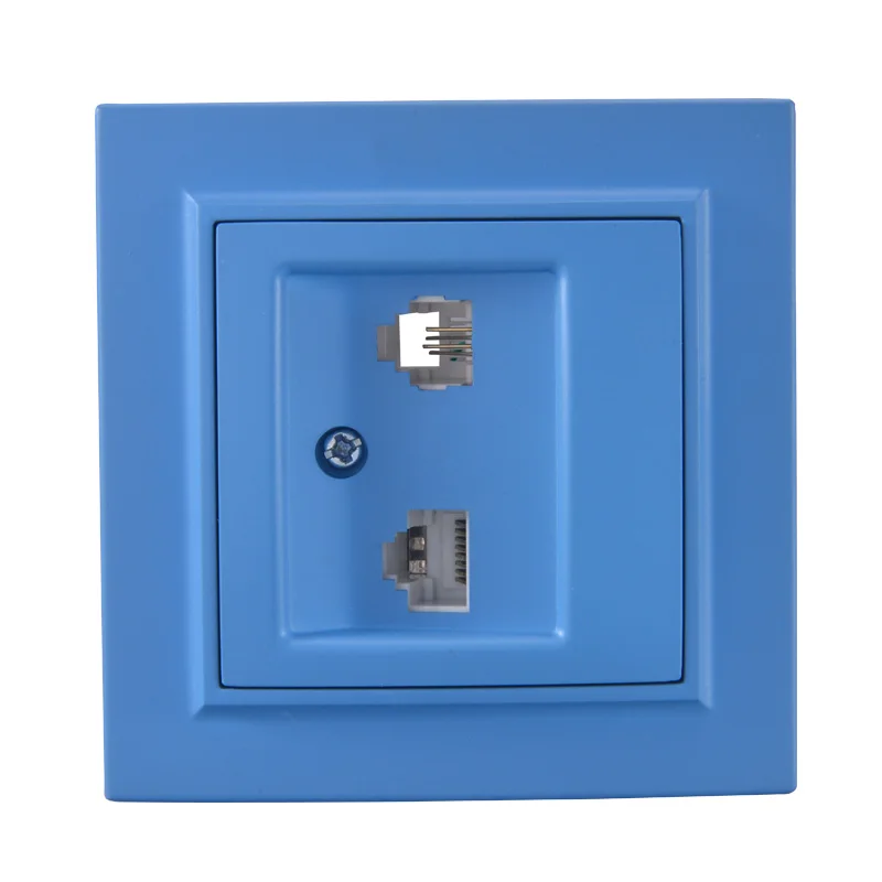 Телефонная розетка небесно-голубого цвета RJ45 + RJ11 Евророзетка для передачи