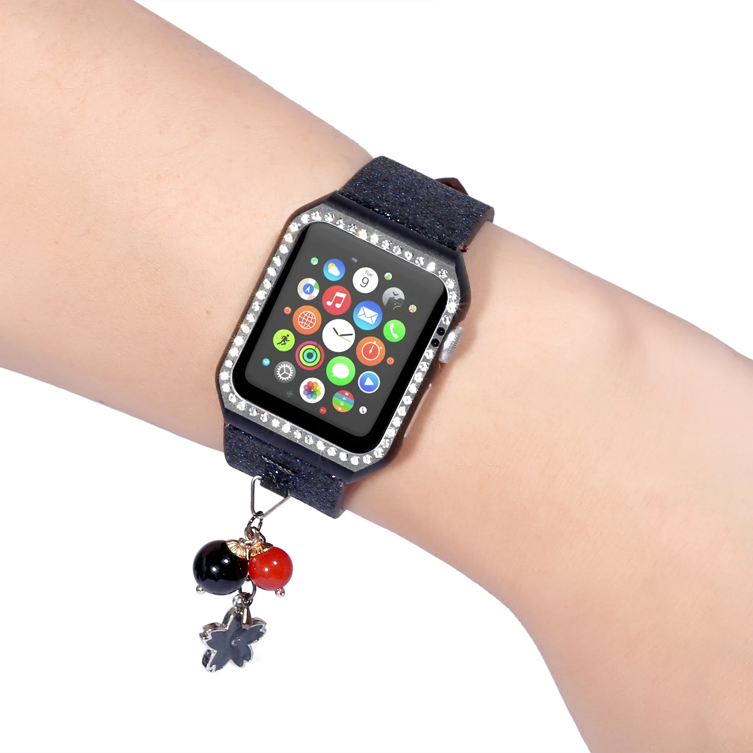 Кожаный блестящий ремешок DAHASE для Apple Watch Band украшение браслета серии 1/2/3 чехол со