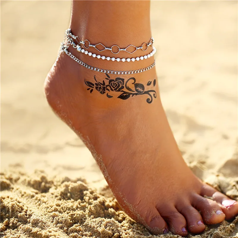 Многослойный браслет на лодыжку в стиле бохо для пляжа океана минималистичные