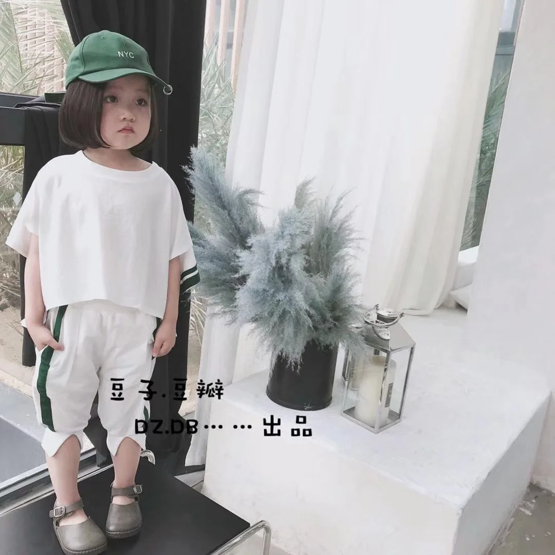 Летняя Новинка 2018 г. костюмы для девочек летние молодые-Стиль Лето с коротким