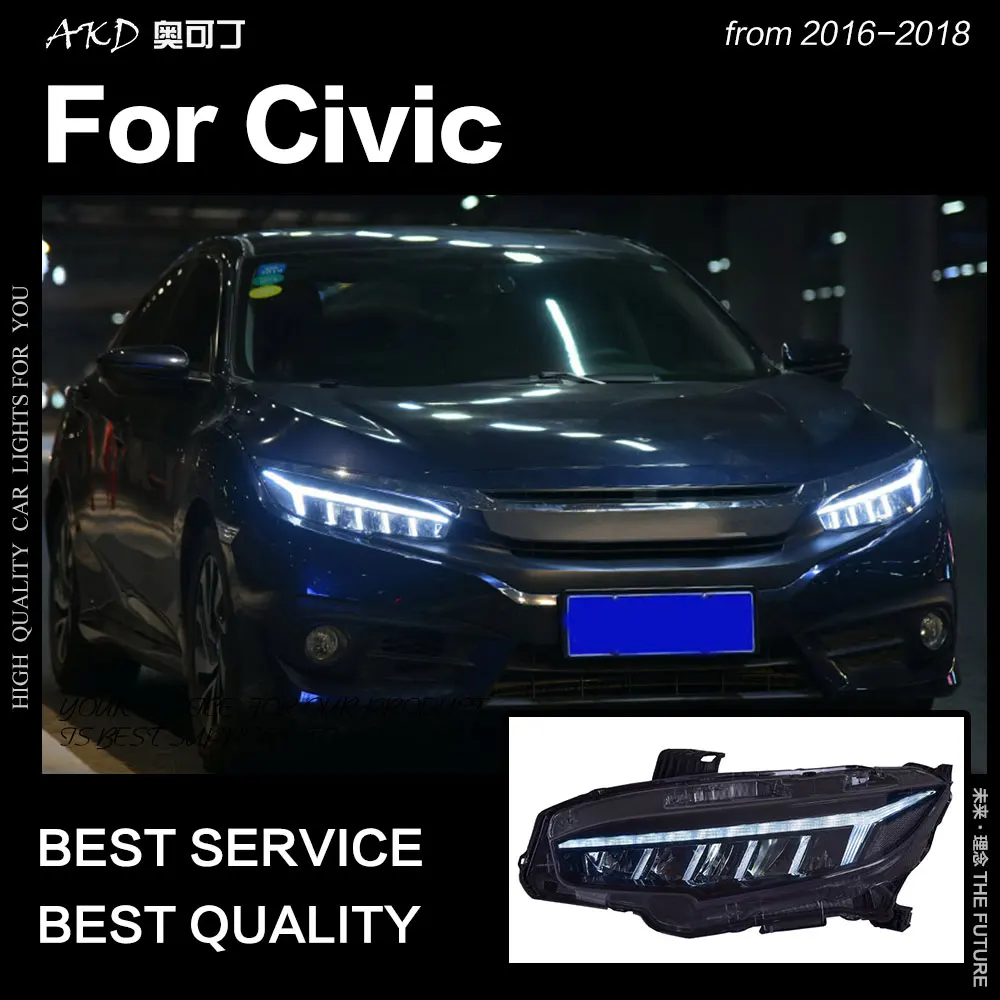 AKD автомобильный Стайлинг для Civic фары- все светодиодный фары DRL динамический сигнал Hid фара биксеноновый луч авто аксессуары