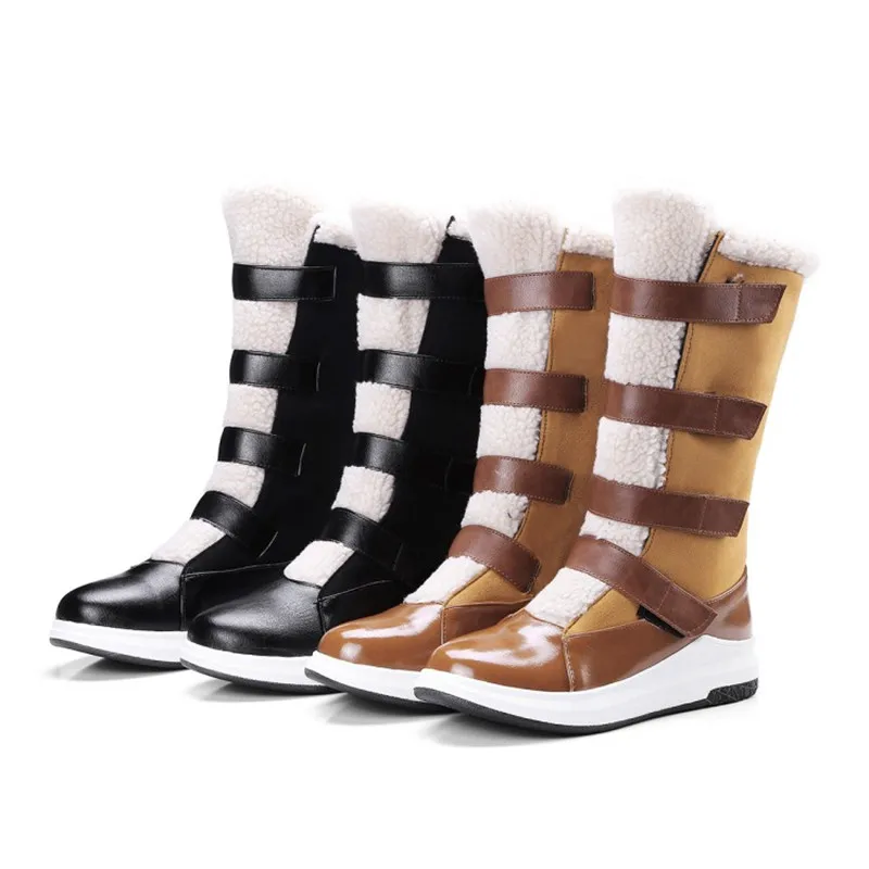 Зимняя мода Для женщин сапоги Зимние ботинки пятки для отдыха на толстой подошве