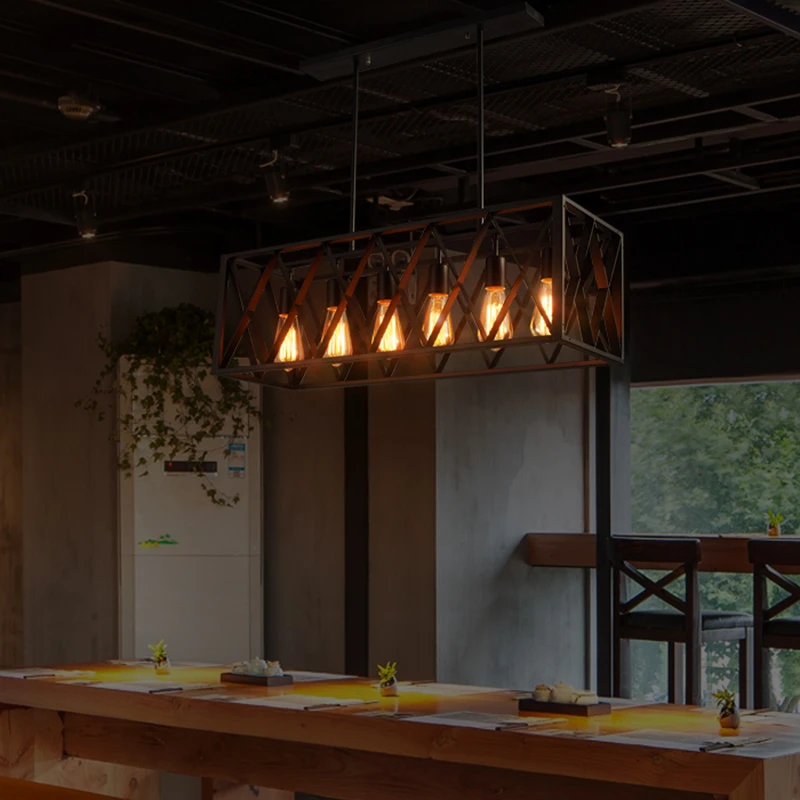 Новый американский промышленный прямоугольник Ретро эндант люстры светильники