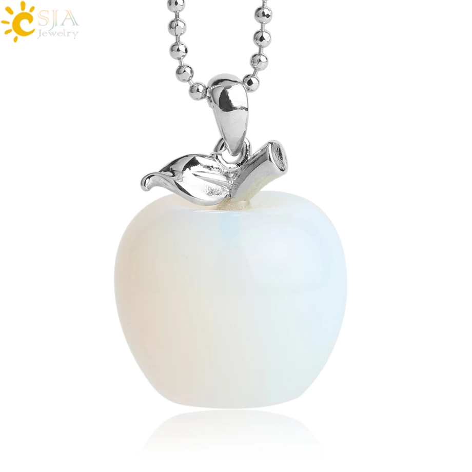Opal Necklace CSJA подвеска яблоко натуральный камень подвеска Кристалл кулоны кварцевые бусы ожерелья модные украшения для женщин подарок G046 - Окраска металла: Opal Necklace