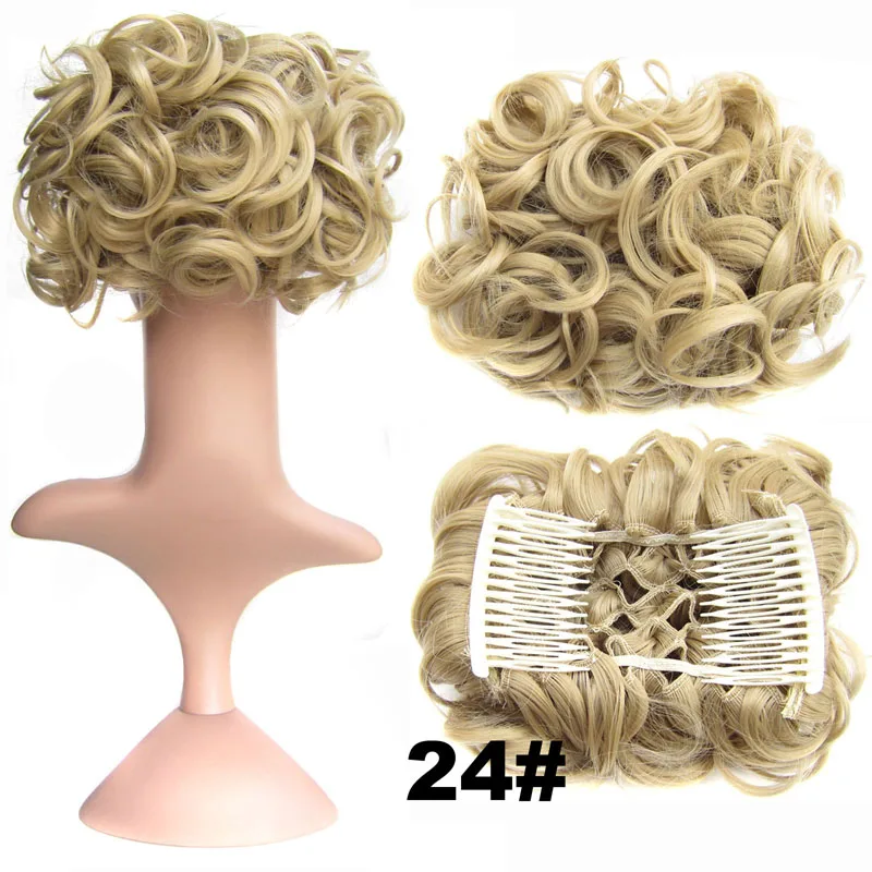 #24 Jeedou Chignon синтетические волосы клип в волосы Updos смесь оттенков серого цвета 100 г натуральные волосы накладной пучок для волос вьющиеся шиньоны - Цвет: #24