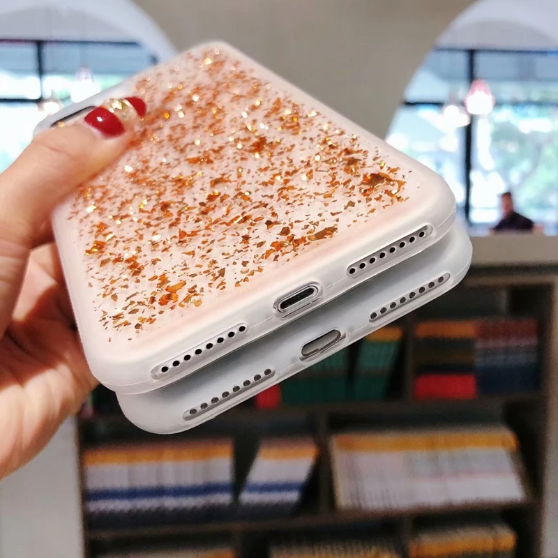 Для iphone 6 6s 7 8 plus Золотой и Серебряный Блестящий жесткий чехол для X прозрачный