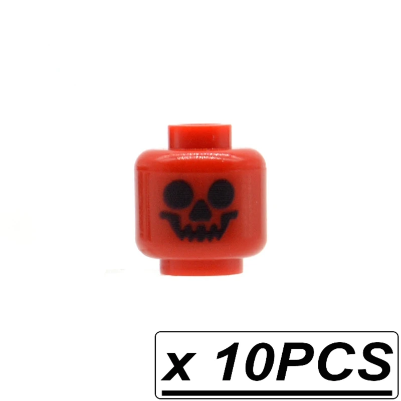 10pcs skeleton heads 10 шт./лот brick Heads на заказ напечатанные со скелетом-тыквой лица для MOC цвет лица строительные блоки строительные игрушки - Цвет: 10pcs skeleton heads
