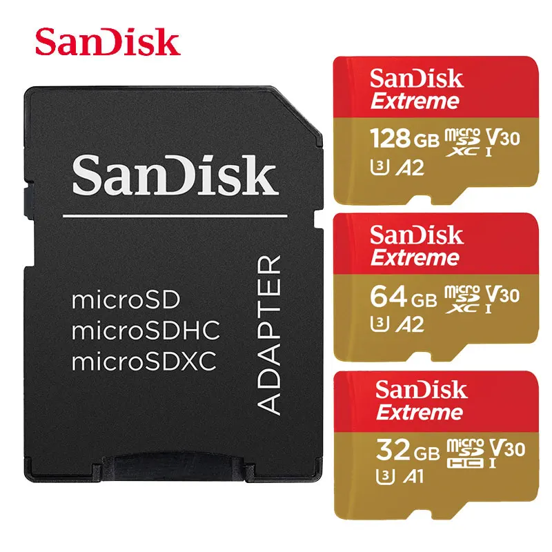 SanDisk Extreme Micro SD карта 256 ГБ/128 ГБ/64 ГБ microSDXC U3 32 microSDHC V30 TF поддержка 4K UHD карты|microsdxc u3|64gb