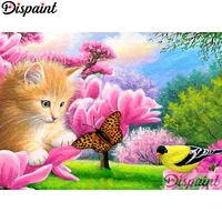 dispaint full squareround drill 5d diy diamond painting cat butterfly embroidery cross stitch 3d home decor a10481