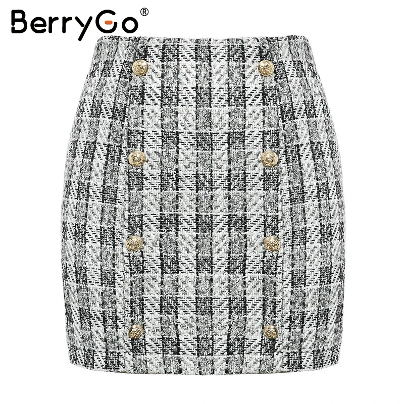 BerryGo Твидовая клетчатая юбка из кусочков для мамы и ребенка, костюм для мамы и ребенка, семейная одежда, шикарный Милый осенний блейзер для мамы и ребенка - Цвет: only skirt