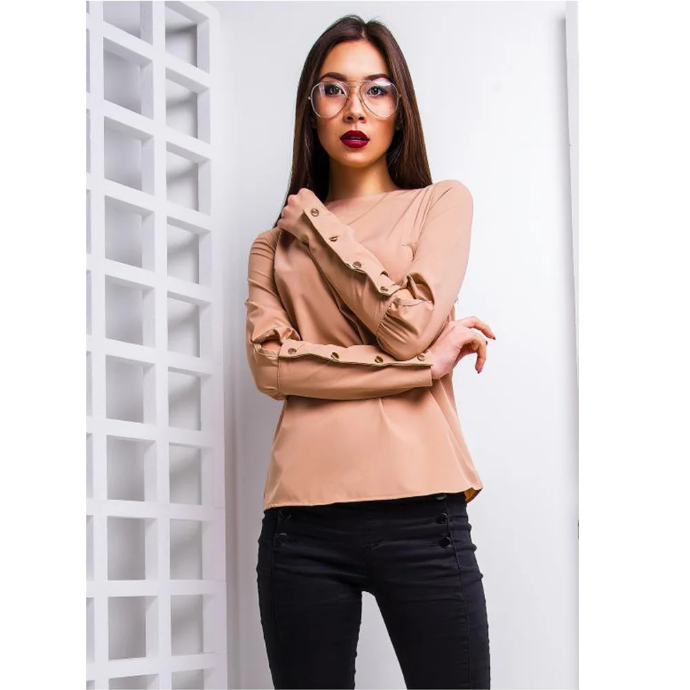 Женская Базовая полосатая блузка Autume с длинным рукавом круглым вырезом Топы Femme OL