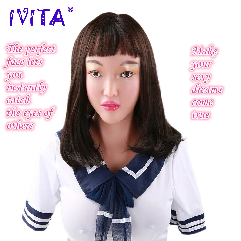 

IVITA Realistic Silicone Mask Breast Form Fake Boobs Fashion Gift Suit For Crossdresser Transgender Drag Queen Shemale Cosplay