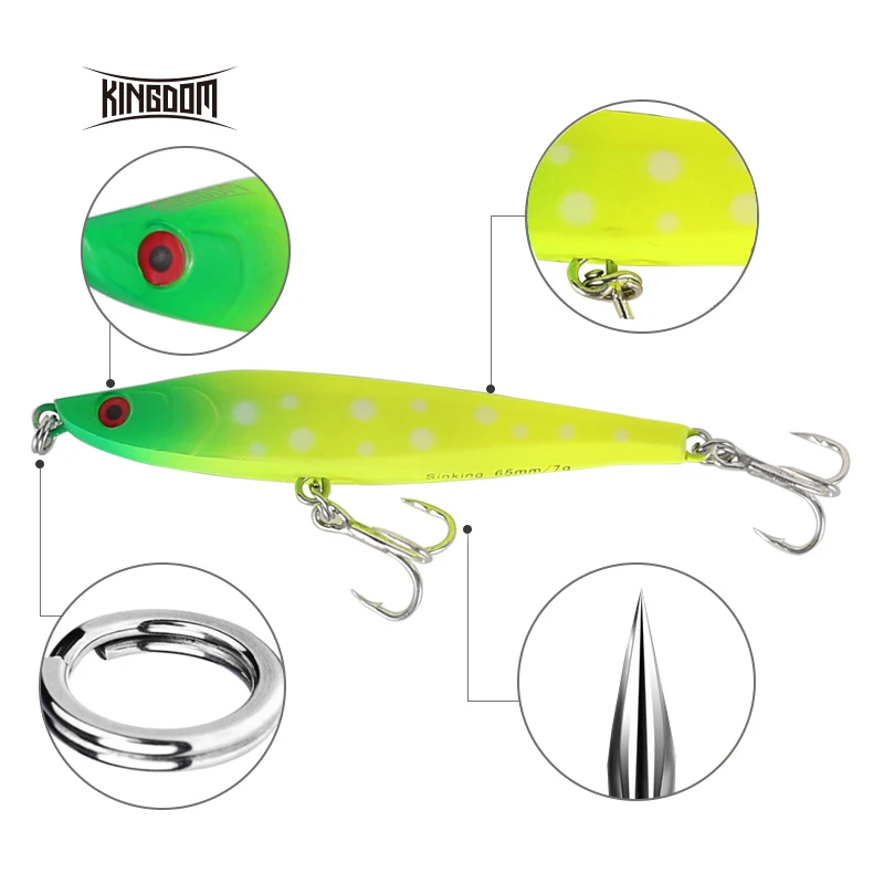 Kingdom Fishing Тонущая приманка карандаш 65 мм 7 г/85 мм 11 г 13 г сильные Крючки с шипом плоский живот дизайн воблеры приманка модель 5331
