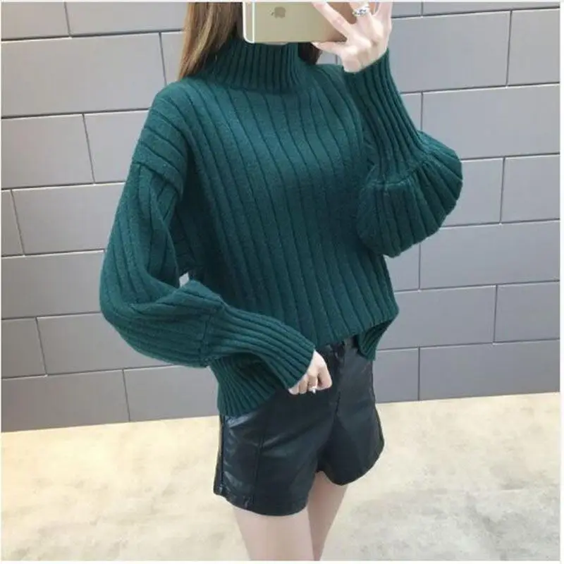 2018 Зимний толстый теплый женский свитер с высоким воротником и пуловер