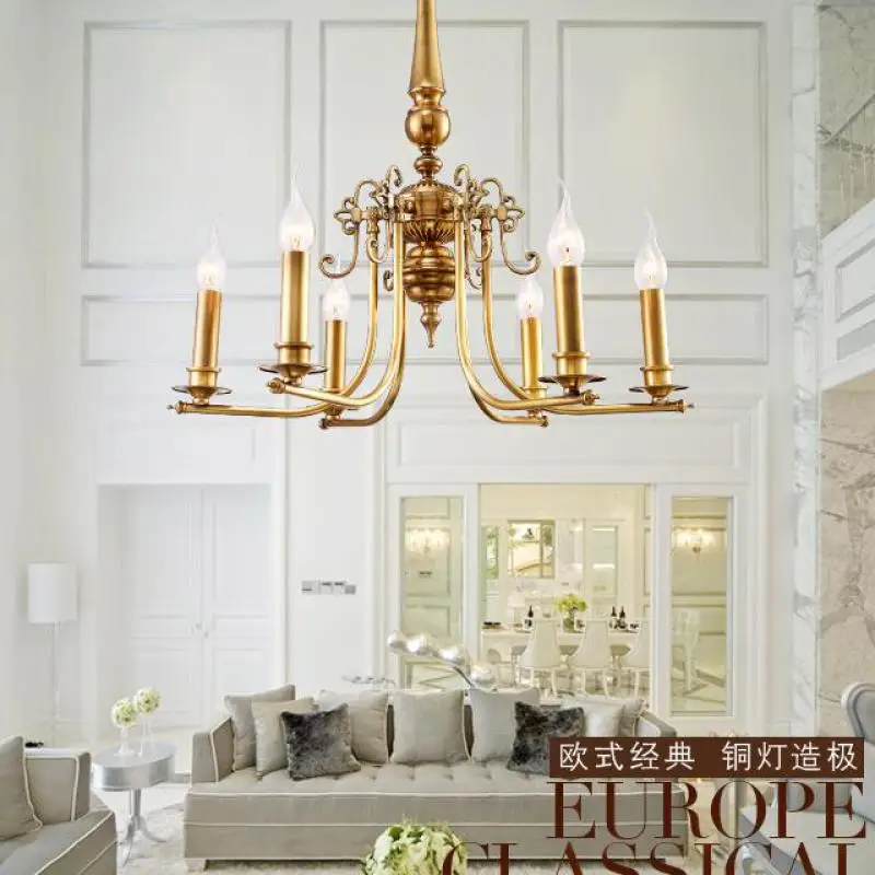 Люстра Lartin медная пасторальная Подвесная лампа с 6 ручками в американском стиле