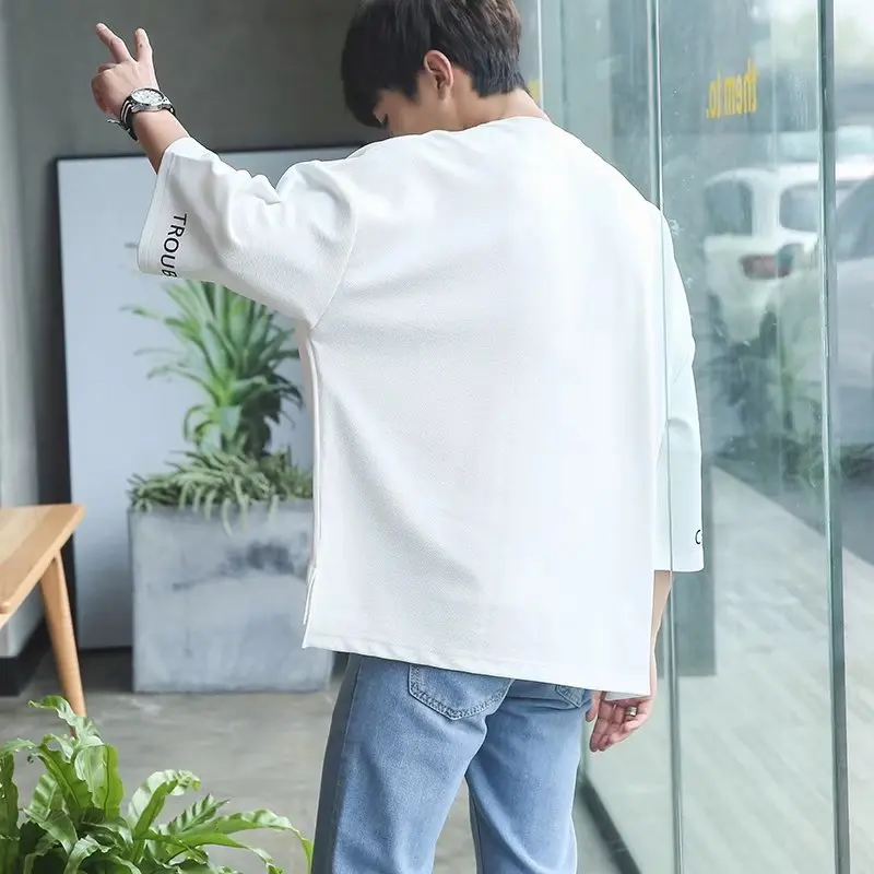 Молодежная Футболка в японском стиле модная свободная футболка с круглым