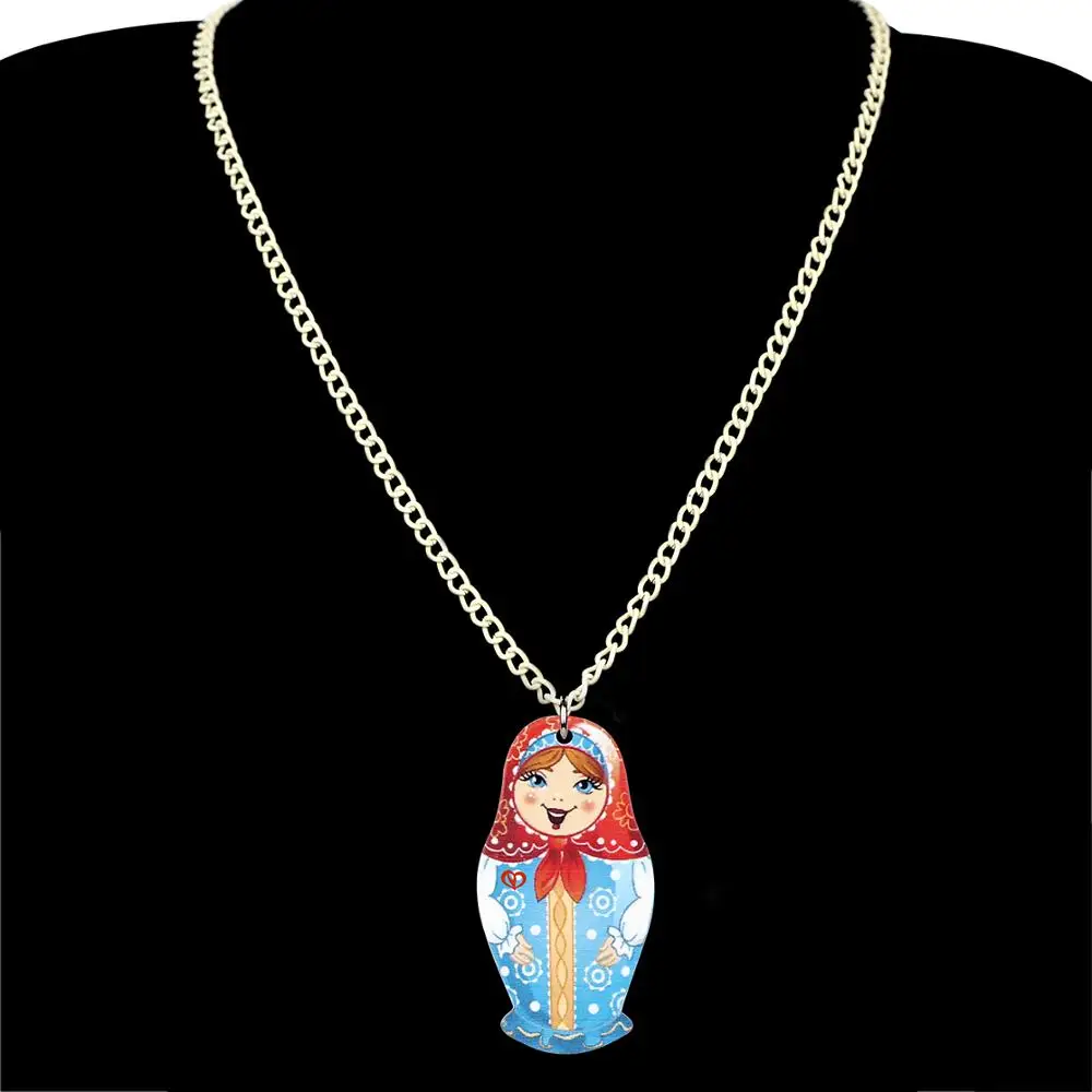 Bonsny набор акриловых ювелирных изделий русская кукла сельская девушка ожерелье