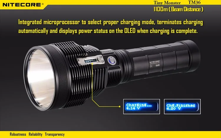 NITECORE TM36 Hight Light Search Flashlight SBT-70 Led 1800 LMs Long Rang 1100 Meters Distance with Battery Outdoor Camping
