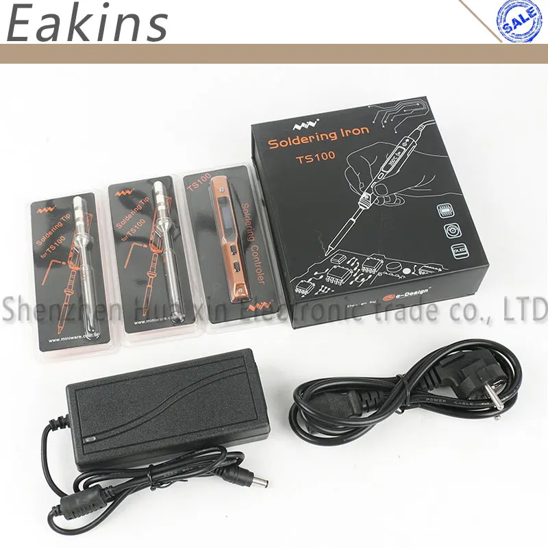Цифровой Электрический мини паяльник TS100 умный Регулируемый с 2 наконечниками 65