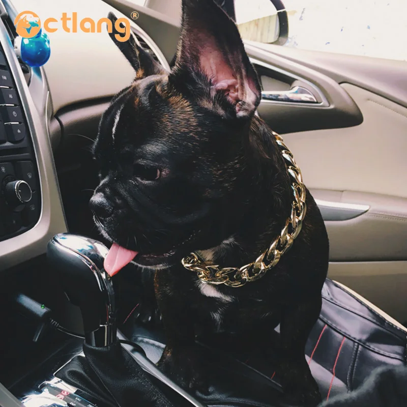 Прочный серебристый золотой собачий ошейник из нержавеющей стали металлический