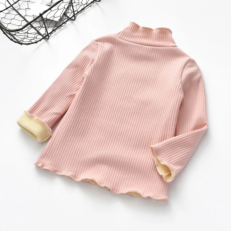 2018 Весенняя детская водолазка футболка для маленьких девочек утепленные топы