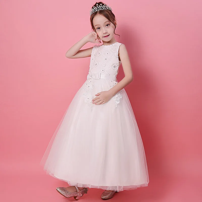 Женское длинное платье с цветами белое Элегантное свадебное для девочек 4 6 8 10 12 14