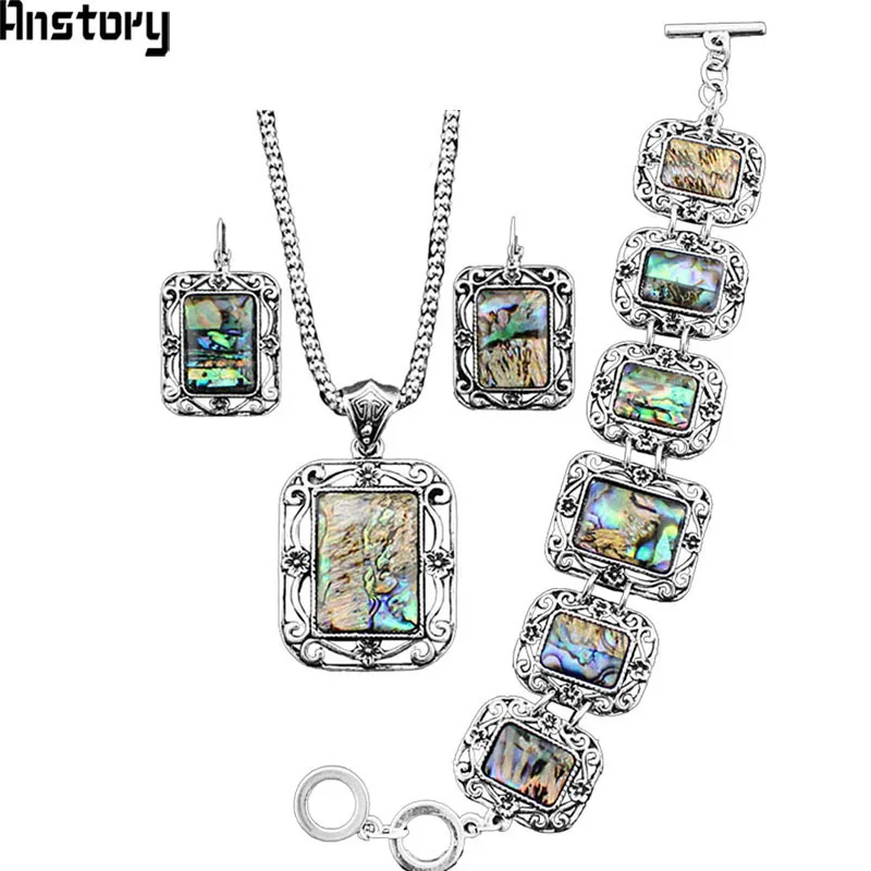 Продолговатый цветок подвеска В виде ракушки комплект ювелирных изделий колье