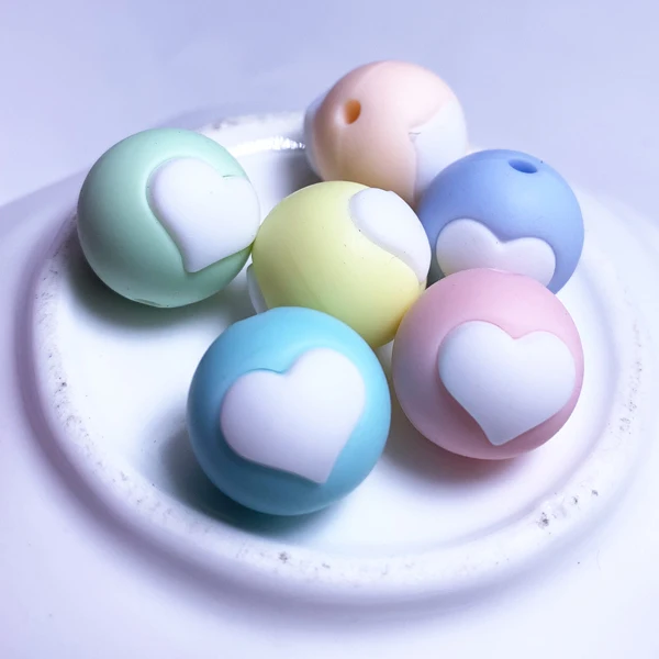 candy colors 2 20 шт силиконовые бусины в форме сердца 15 мм Экологичное Сенсорное ожерелье-прорезыватель пищевого класса Мама Кормящих DIY Ювелирные изделия Детские трофеи - Цвет: candy colors 2
