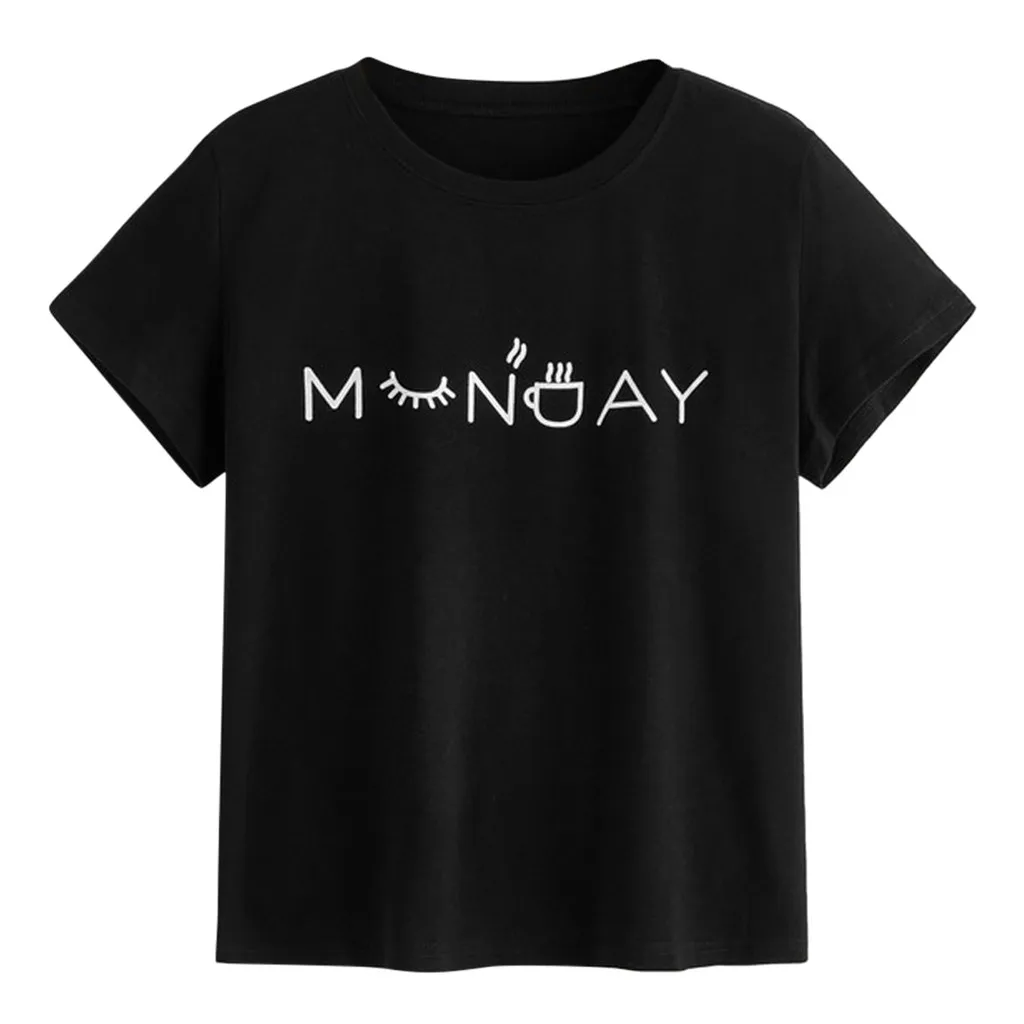 Женская Однотонная футболка с коротким рукавом Womail Повседневная летняя круглым