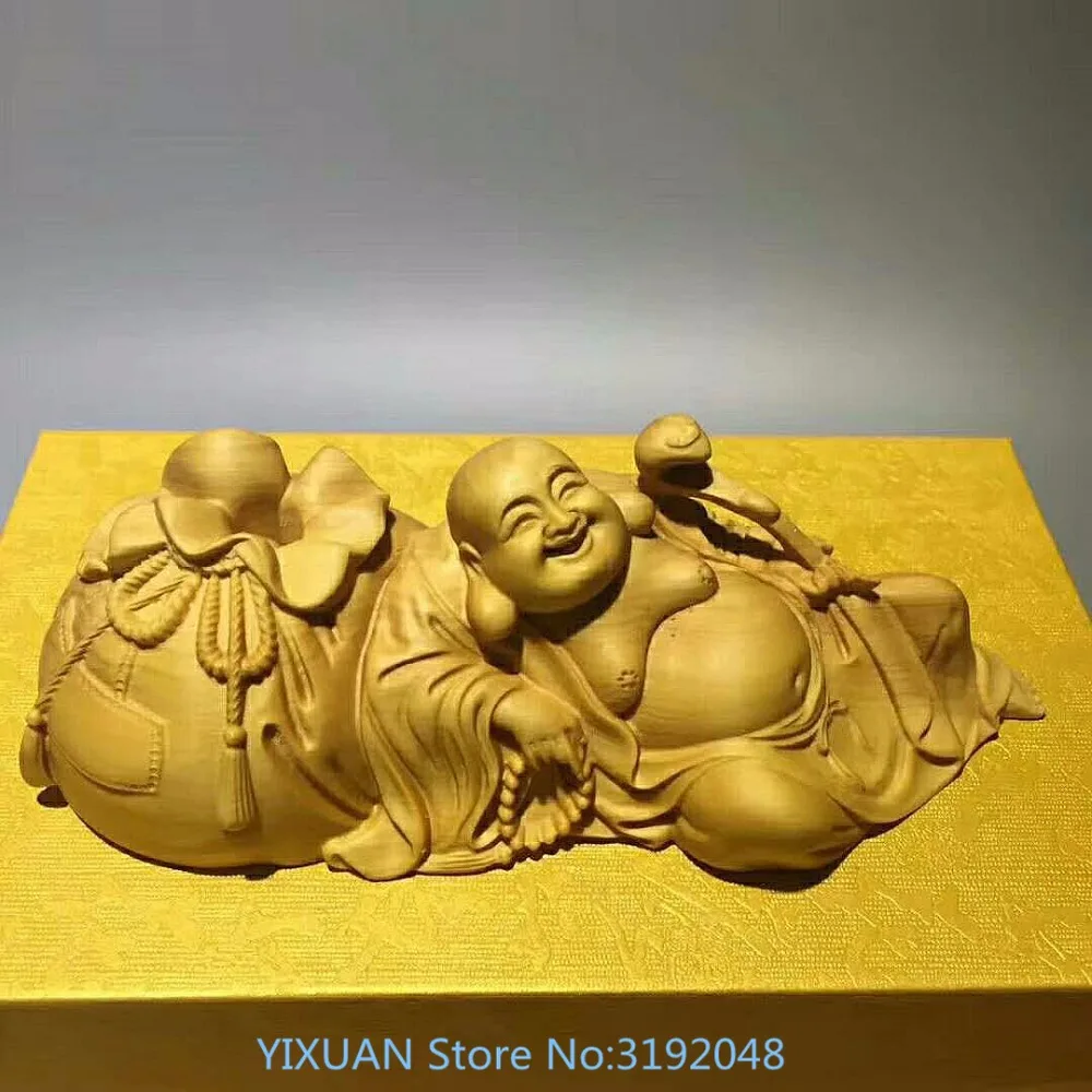 Lobular резьба из самшита Будды Maitreya сумка Корзина маятниковые украшения|Статуи и