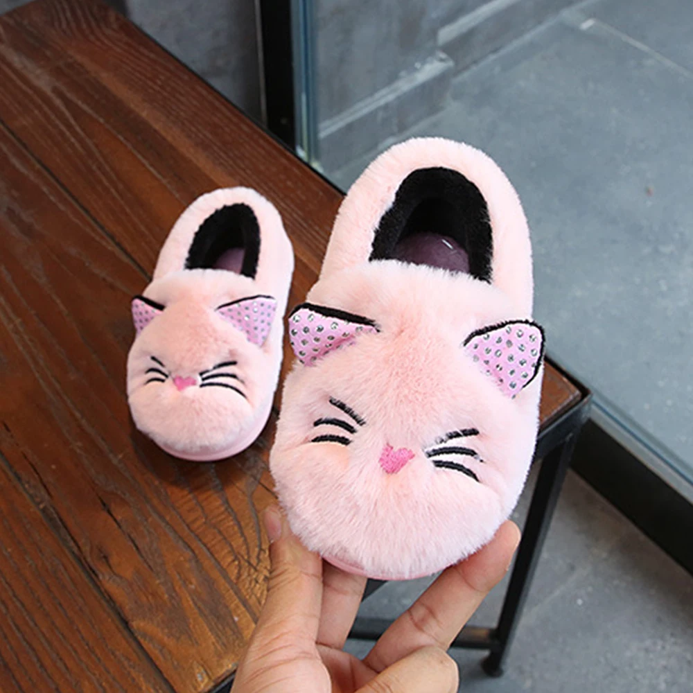 ESTOMICO/Детские плюшевые хлопковые тапочки домашняя обувь для мальчиков и девочек с