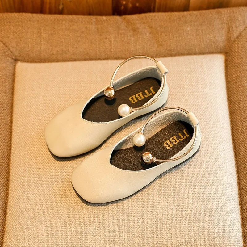 Туфли CNFSNJ для девочек кожаные с жемчугом вечерние танцев ножным браслетом