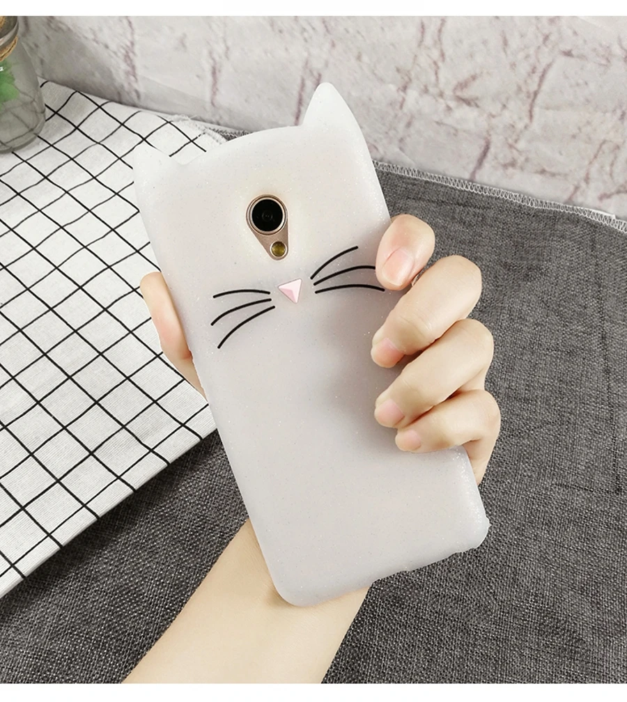 Милые 3D мультфильм борода кошка Китти блеск чехол для телефона для Meizu M6s mblu S6 M5C M5s M3 M5 M6 Примечание Мягкий силиконовый чехол Fundas Coque