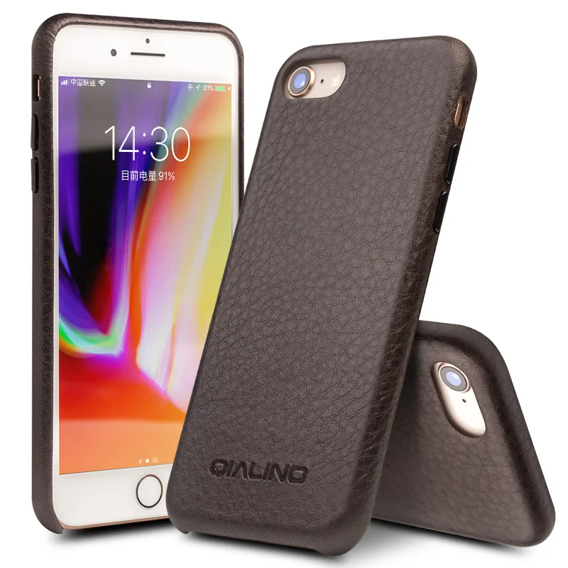 QIALINO роскошный чехол из натуральной кожи для iPhone 8, ручная работа, ультра тонкий модный чехол для телефона, для iPhone 8 Plus для 4,7/5,5 дюймов - Цвет: Brown