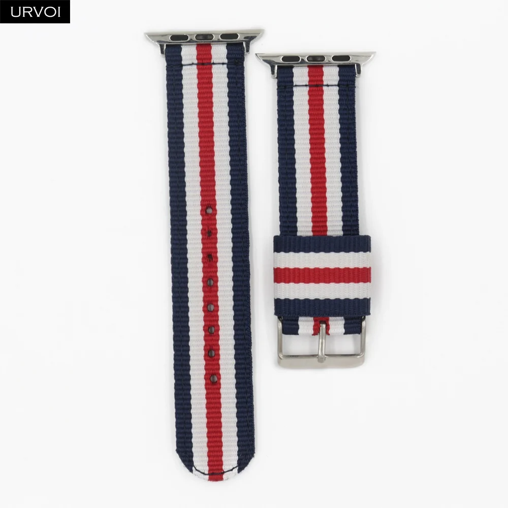 BWRWB URVOI NATO ремешок для apple watch Series 5 4 3 21 нейлоновый тканый ремешок для iwatch классический стиль цвета узор с адаптерами 38 42 мм - Цвет ремешка: BWRWB