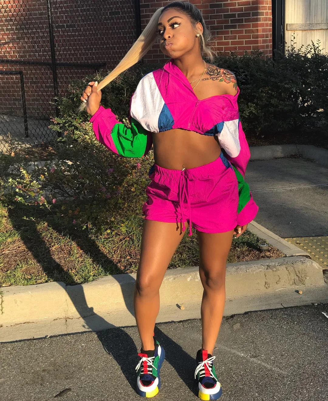 Спортивный костюм из двух предметов на молнии с длинным рукавом|Наборы для бега| |