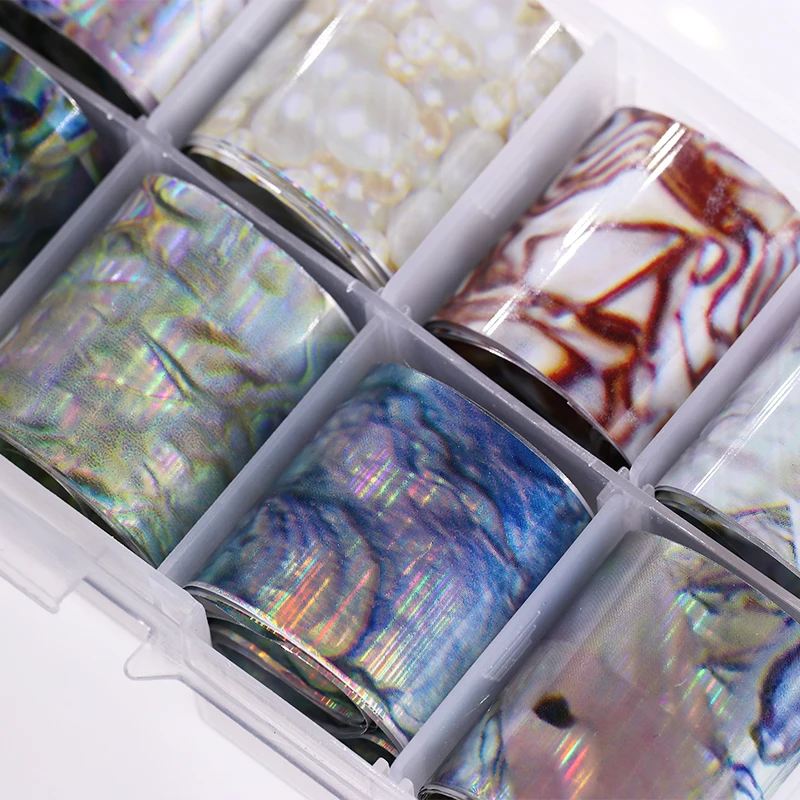 Блестящее небо жемчуг морской ракушки блеск для ногтей переводная наклейка